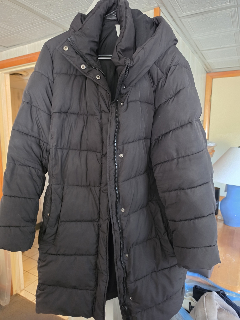 H&M Black Long Puffer Coat -Like NEW